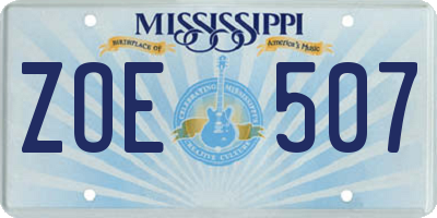 MS license plate ZOE507