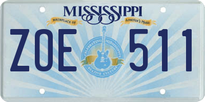 MS license plate ZOE511
