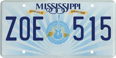 MS license plate ZOE515