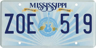 MS license plate ZOE519