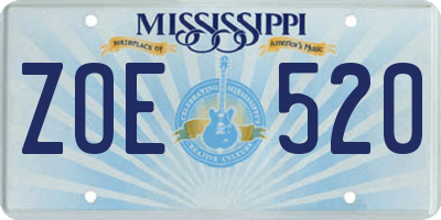 MS license plate ZOE520