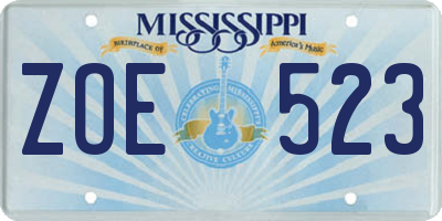 MS license plate ZOE523