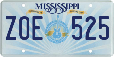 MS license plate ZOE525
