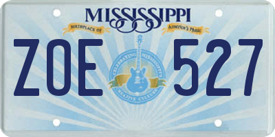 MS license plate ZOE527