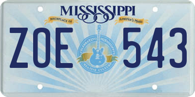 MS license plate ZOE543