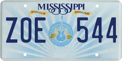 MS license plate ZOE544
