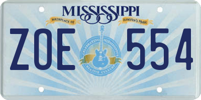 MS license plate ZOE554