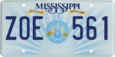 MS license plate ZOE561