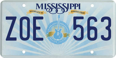MS license plate ZOE563