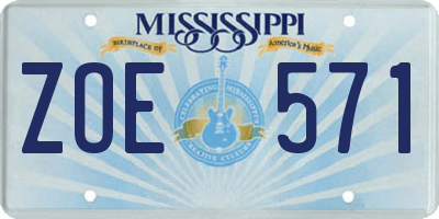 MS license plate ZOE571