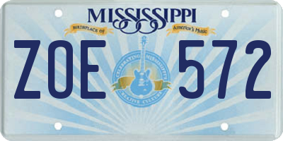 MS license plate ZOE572