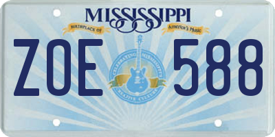 MS license plate ZOE588
