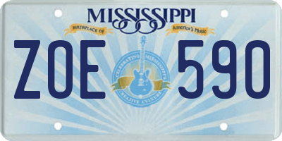 MS license plate ZOE590