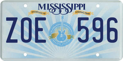 MS license plate ZOE596