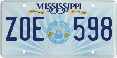 MS license plate ZOE598