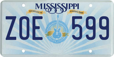 MS license plate ZOE599