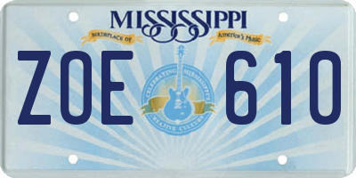 MS license plate ZOE610
