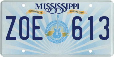 MS license plate ZOE613