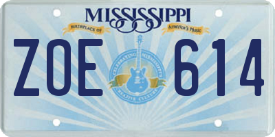 MS license plate ZOE614