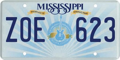 MS license plate ZOE623
