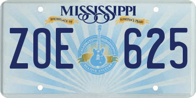 MS license plate ZOE625