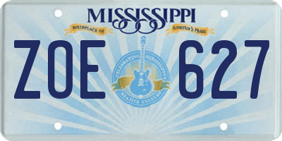 MS license plate ZOE627