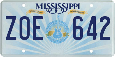 MS license plate ZOE642