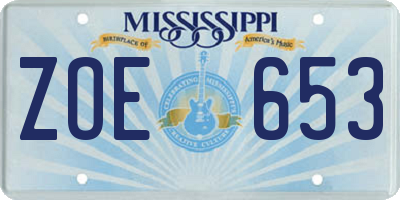 MS license plate ZOE653