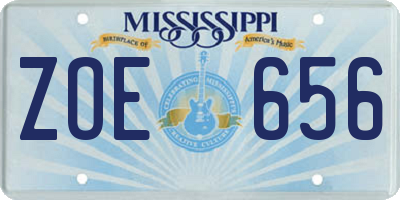 MS license plate ZOE656