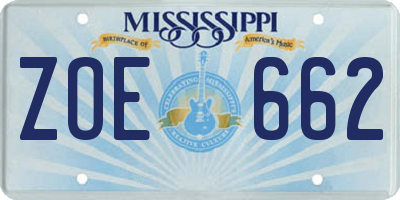 MS license plate ZOE662