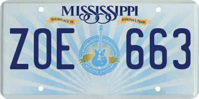 MS license plate ZOE663