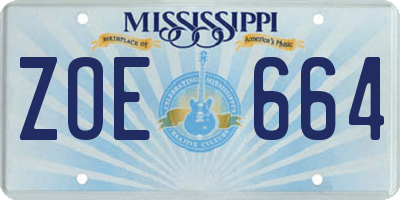 MS license plate ZOE664