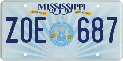MS license plate ZOE687
