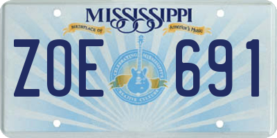 MS license plate ZOE691