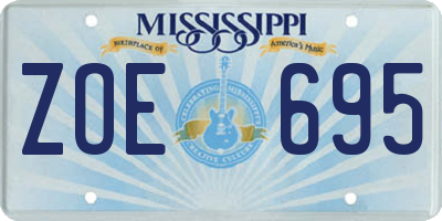 MS license plate ZOE695
