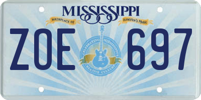 MS license plate ZOE697