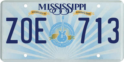MS license plate ZOE713
