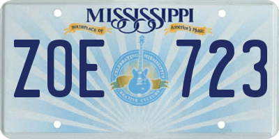 MS license plate ZOE723