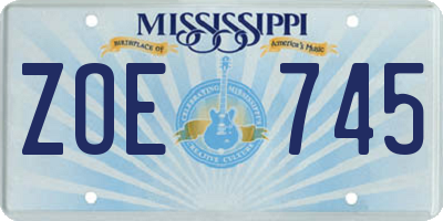 MS license plate ZOE745
