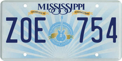 MS license plate ZOE754