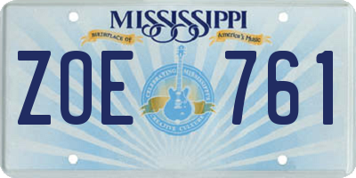 MS license plate ZOE761