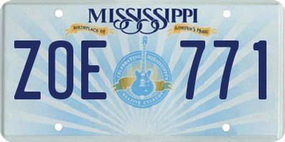MS license plate ZOE771