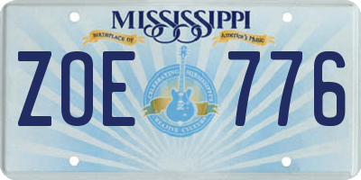 MS license plate ZOE776