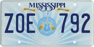 MS license plate ZOE792