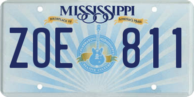 MS license plate ZOE811