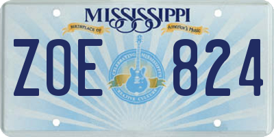 MS license plate ZOE824