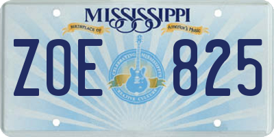 MS license plate ZOE825