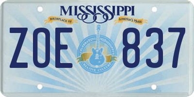 MS license plate ZOE837