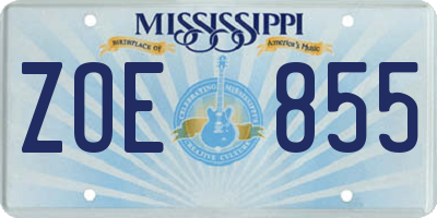 MS license plate ZOE855