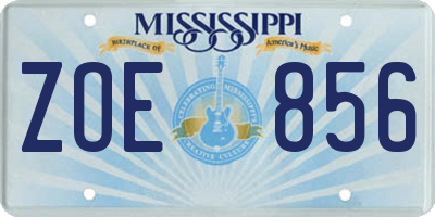 MS license plate ZOE856